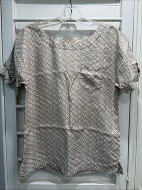 Martin + Osa Taupe Patterned Short-Sleeve Tunic Top